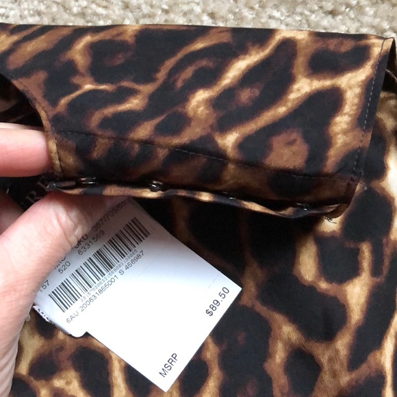 New Lauren Ralph Lauren Leopard sleeveless shirt top small black brown small - Picture 7 of 9
